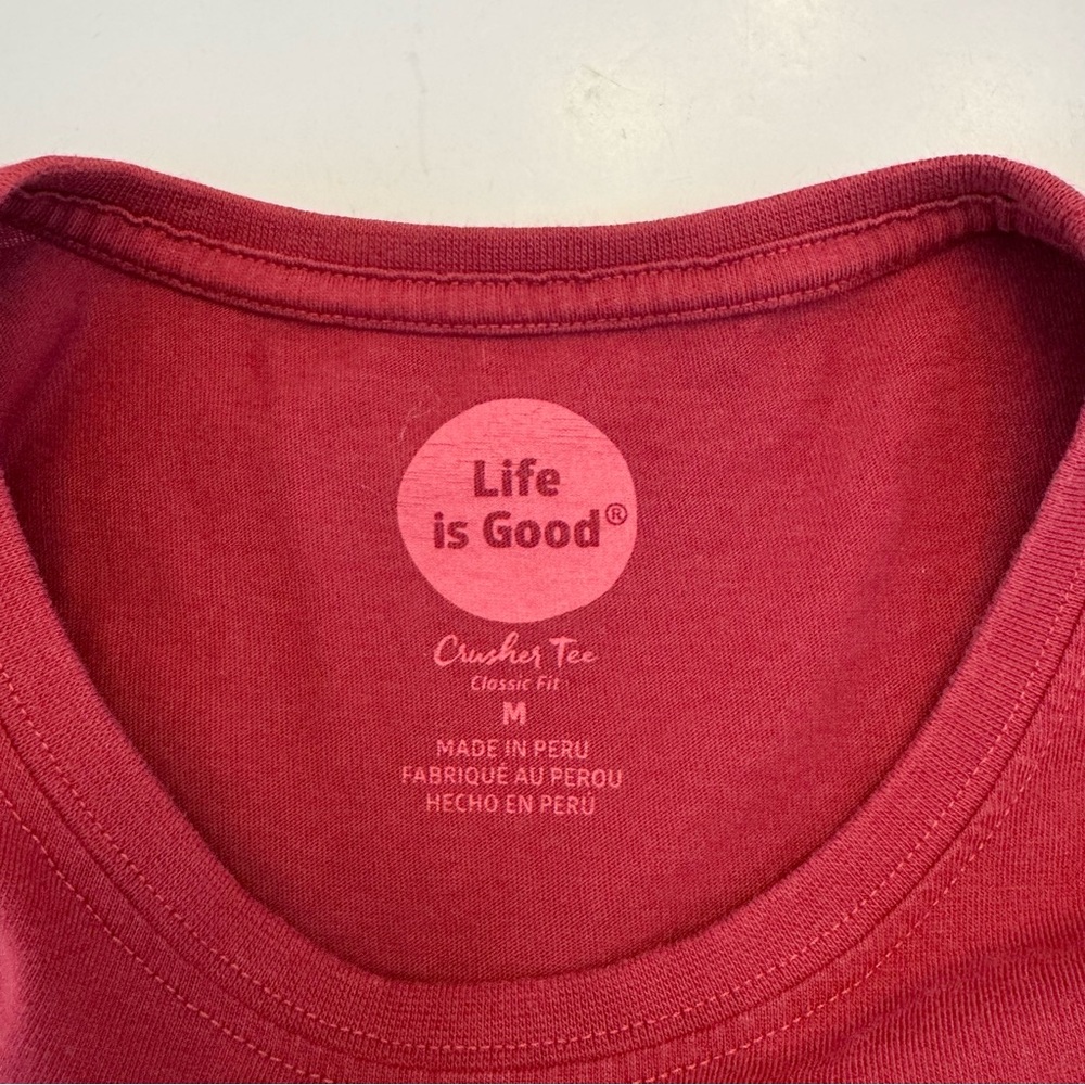 Life is Good Crusher Tee Dog Sled Winter Snow Medium Classic Long Sleeve Red - Picture 9 of 11